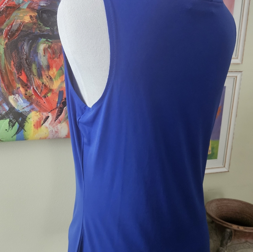 CALVIN KLEIN Cowl-neck Royal Blue Tank: Like New - Picture 3 of 5
